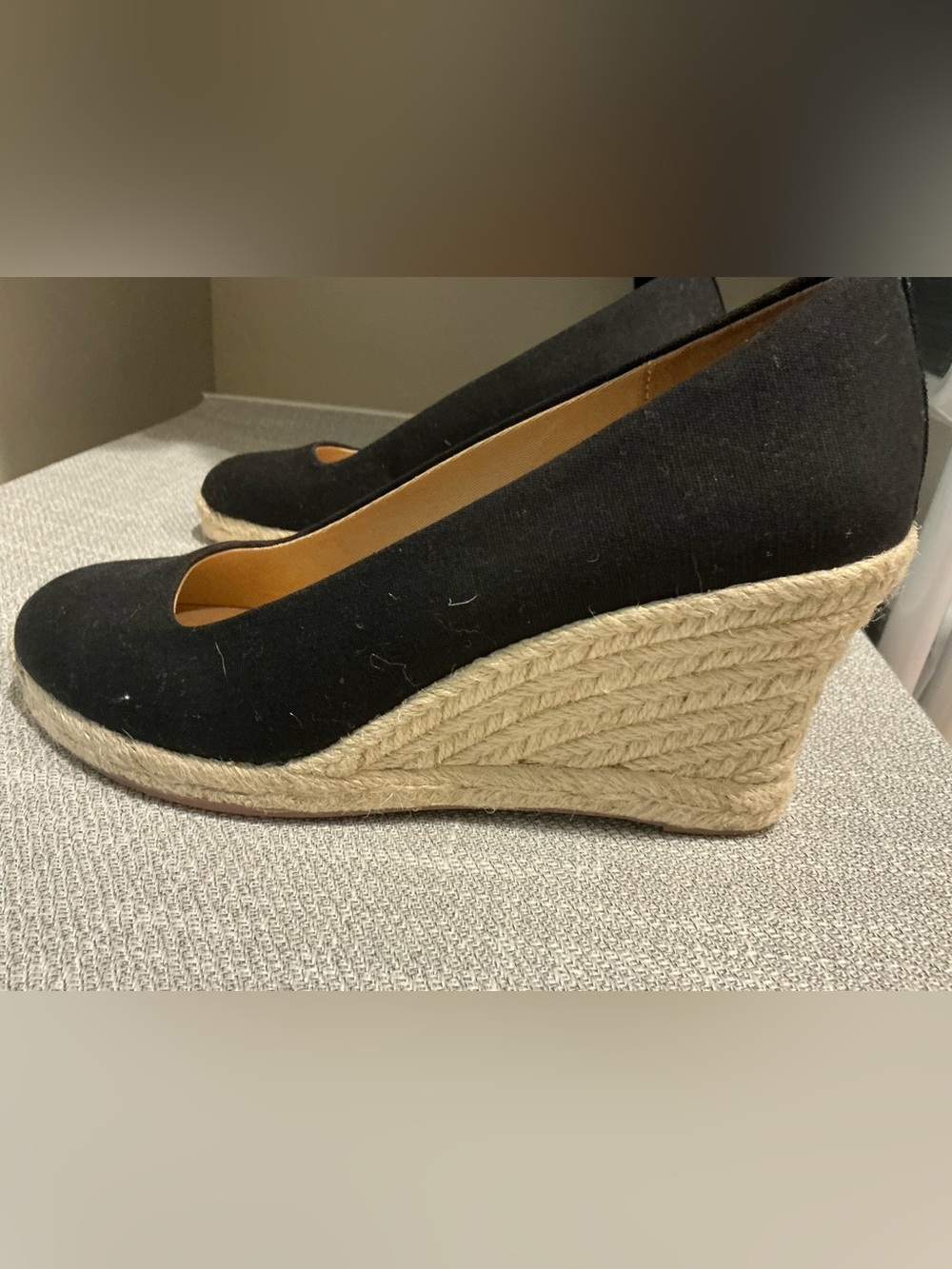 J. Crew Black Espadrille Wedge Pumps